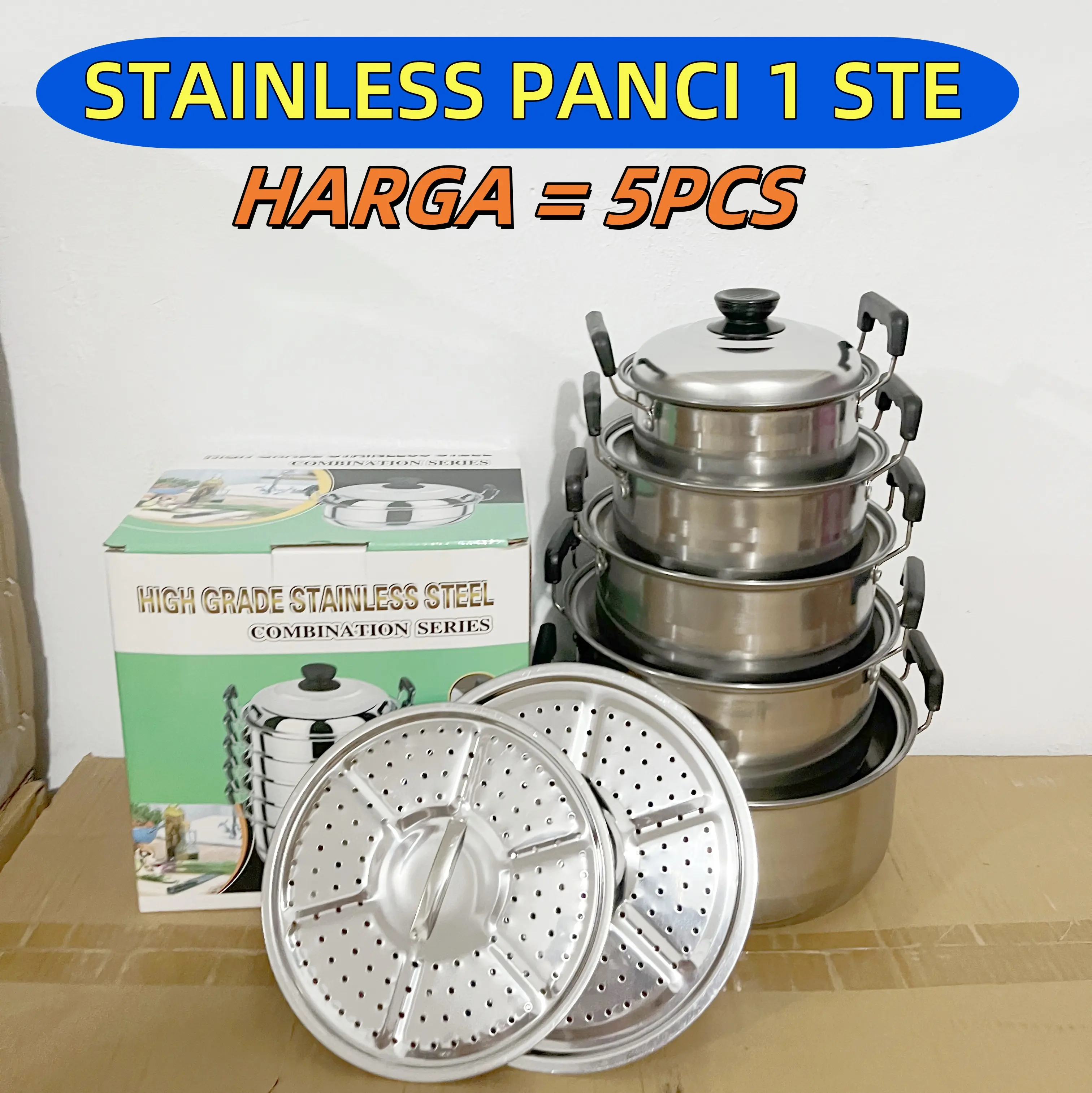 CUCI GUDANGGG !!! Panci 1 set isi 5 merk DNN SUP POT Stainless steel pot