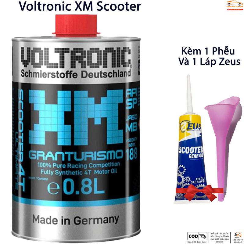 Dầu nhớt Voltronic XM Scooter Dành Cho Xe Tay Ga - Kèm Quà Gồm Nhớt Láp Zeus Và Phễu Thay Nhớt Phụ Tùng
