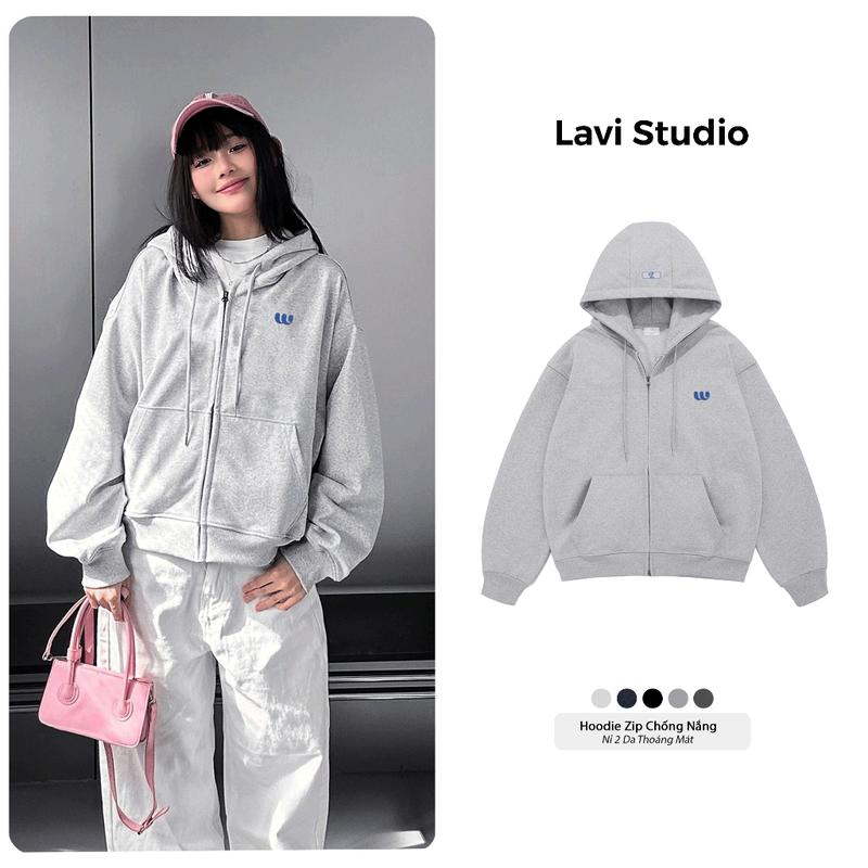 Áo Hoodie Zip Lavi Studio Vải 2 Da Chống Nắng Tốt/ Smooth Unisex Nam Nữ Local Brand