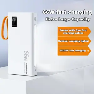 Powerbank fast charging 60000mA   portable camping light with large capacity, comes with four-wire mobile  supply Baterai Led Plastik Putih Hitam power bank pawar  bak