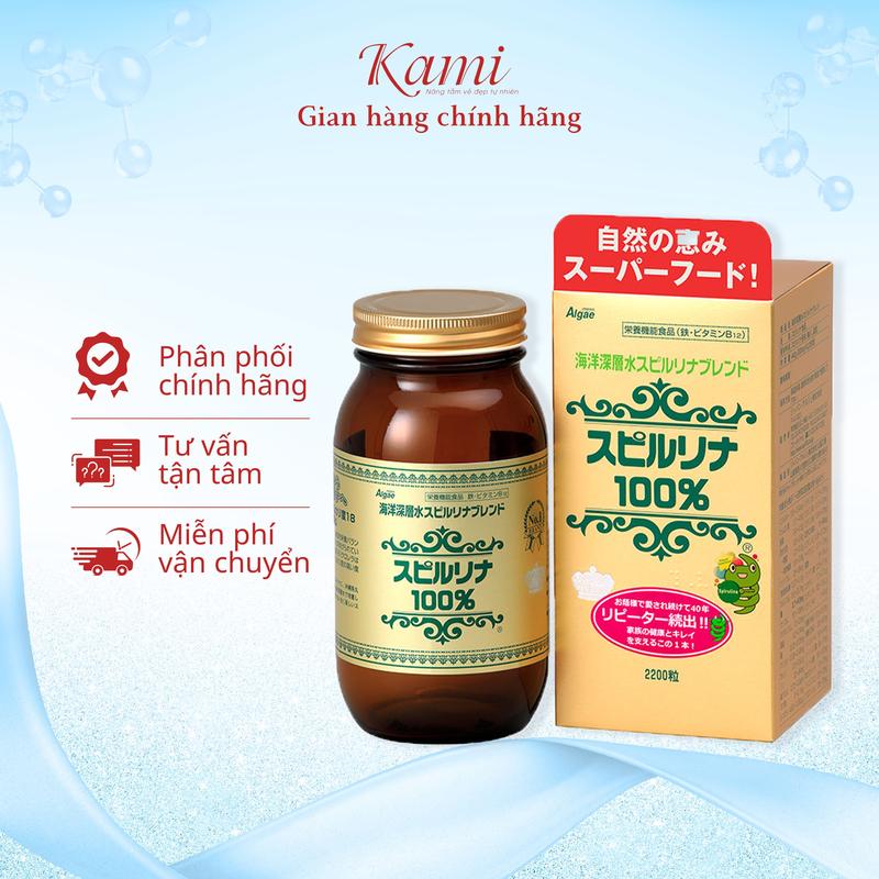  Tảo Xoắn HỘP TEM ĐỎ 2200 VIÊN Spirulina Nhật Bản 