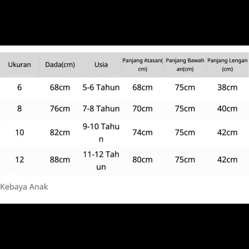 Baju Kebaya Pesta Anak Tanggung umur 4-12 tahun Kebaya Selendang Anak Payet Baju Kondangan Anak Perempuan Atasan Kebaya Anak Bordir Seragam Fashion 8