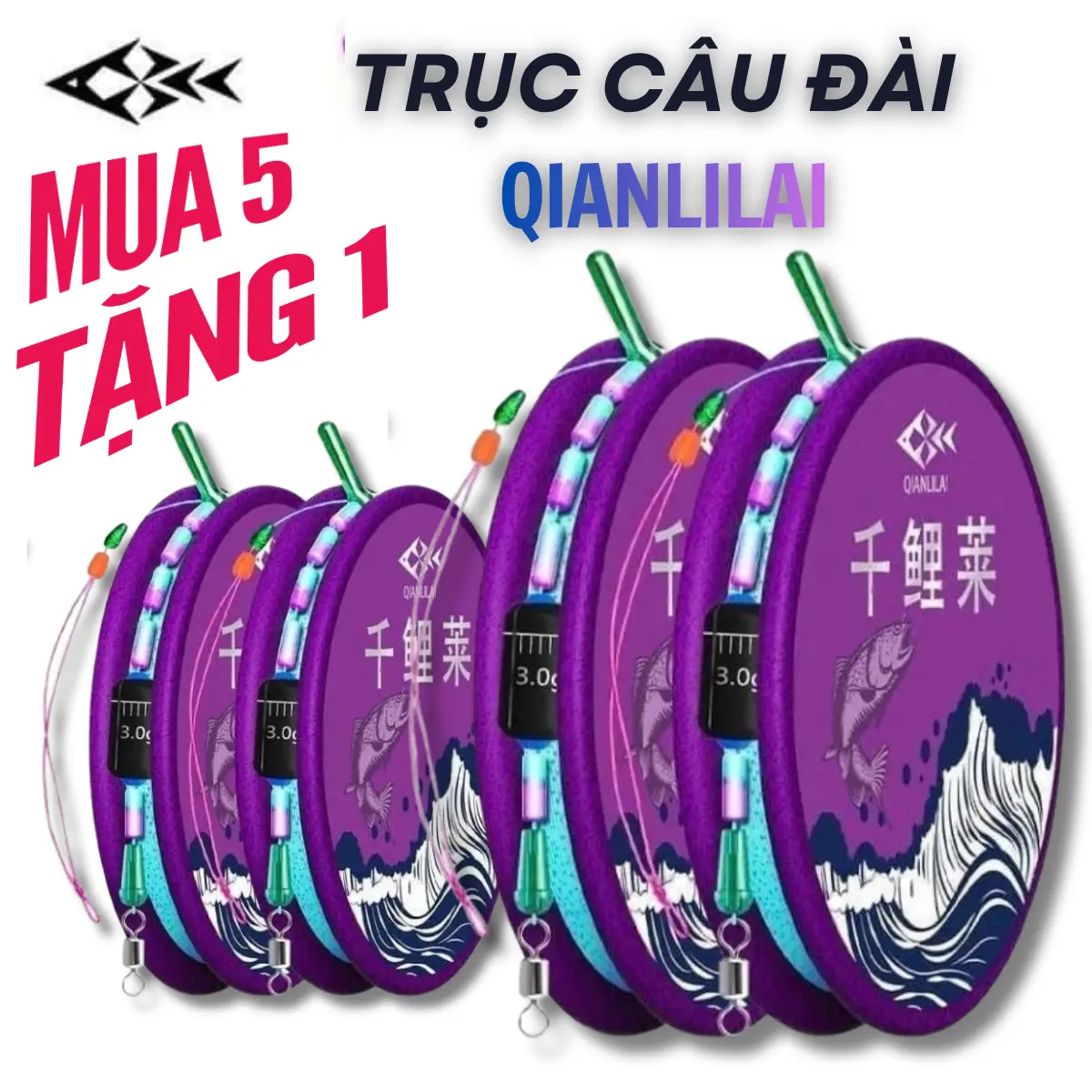 Trục câu đài QIanlai buộc sẵn tàng hình cao cấp ,trục săn hàng màu tím