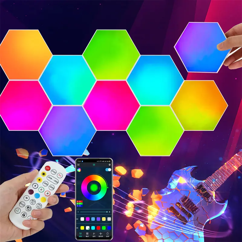 Yabstrip Lampu Hias Hexagonal Dinding LED RGB App Control 3 PCS - XY-0030A Akrilik Baterai 0
