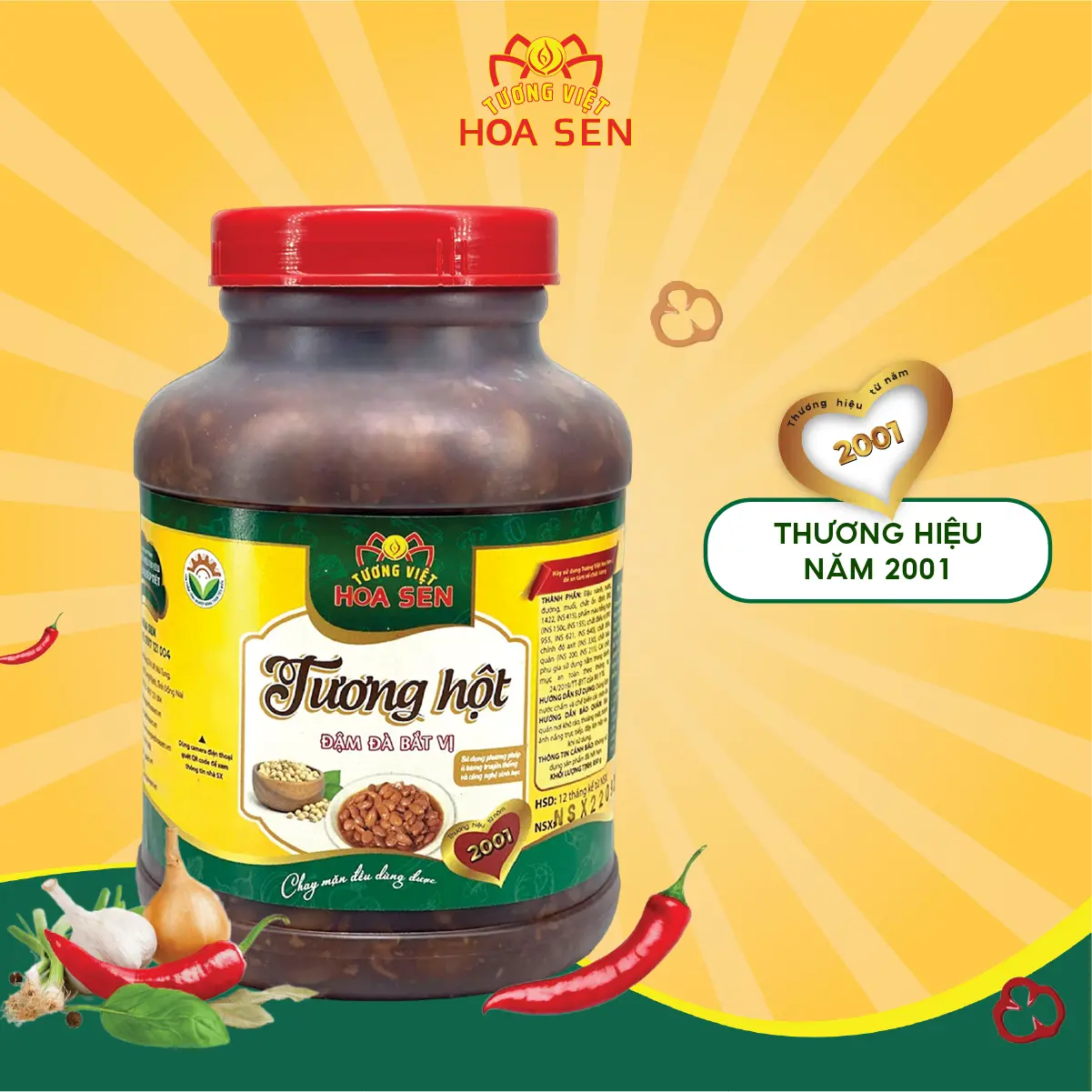 Tương hột xâu 850g dùng cho chay và mặn-Tương Việt Hoa Sen
