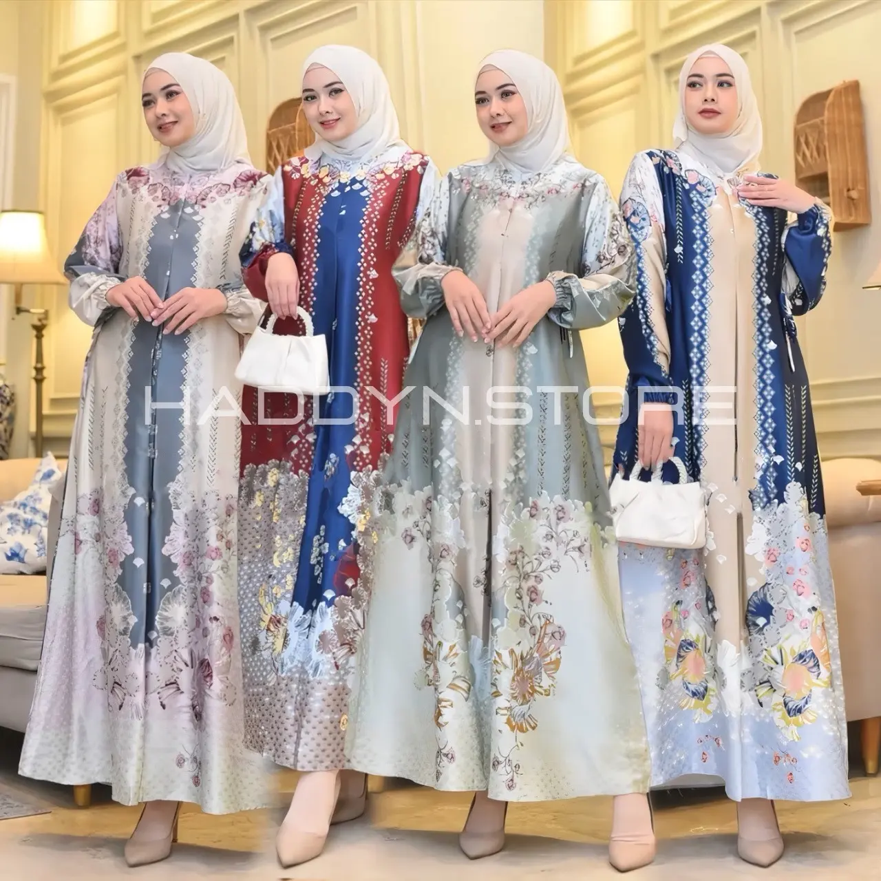 MIAMI DRESS | GAMIS MOTIF BAHAN SILK PREMIUM| GAMIS LEBARAN TERBARU |GAMIS KONDANGAN Kantong Karet Muslim Samping Silky Wanita Remaja Mewah