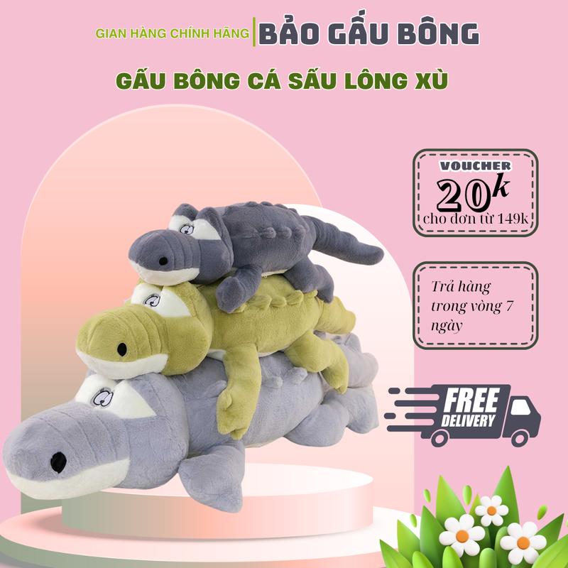 Gấu Bông Cá Sấu Lông Xù Size 1m5 & 1m7 Chất Liệu Vải Lông Xù Bông Gòn 15d Thiết Kế Khóa Dễ Đàng Vệ Sinh Chất Lông Mềm Mịn Phù Hợp Làm Quà Tặng Trang Trí Gối Dầu