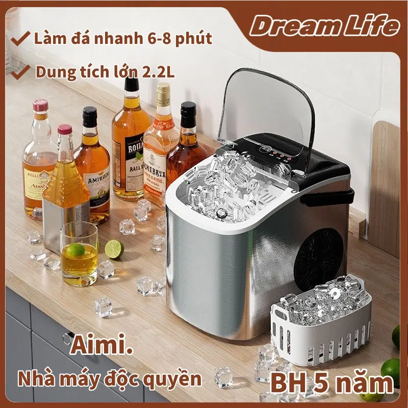 [Aimi.]Máy làm đá viên mini 6 phút cho gia đình bảo hành lâu dài Tủ lạnh làm đá mini giữ nhiệt 24h