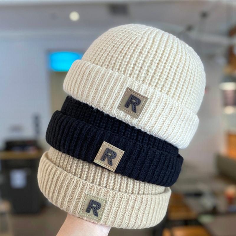  Mũ Dệt Kim Cho Em Bé Phong Cách Cổ Điển Thêu Chữ R Màu Trơn Không Vành Thích Hợp Cho Bé Trai Và Bé Gái Mũ Dụng Cụ Tàu Thuyền Ấm Áp Mùa Thu Đông Mũ Len Rộng Thùng Thình Cho Trẻ Mới Biết Đi 1-3Y 