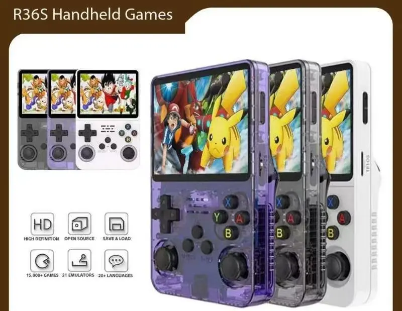 R36S HD Large-Screen Portable Game Console: Retro-Styled PS1/PSP Handheld with 7 Color Options and MP4 Video Player