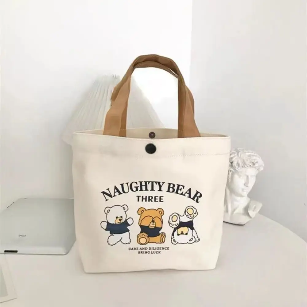 Túi Tote Vải Bố, Thiết Kế Đào Thời Trang, Phong Cách Hoạt Hình, Dung Lượng Lưu Trữ Dung Lượng Lớn, Túi Xách Vải Bố Mini, Dành Cho Nữ