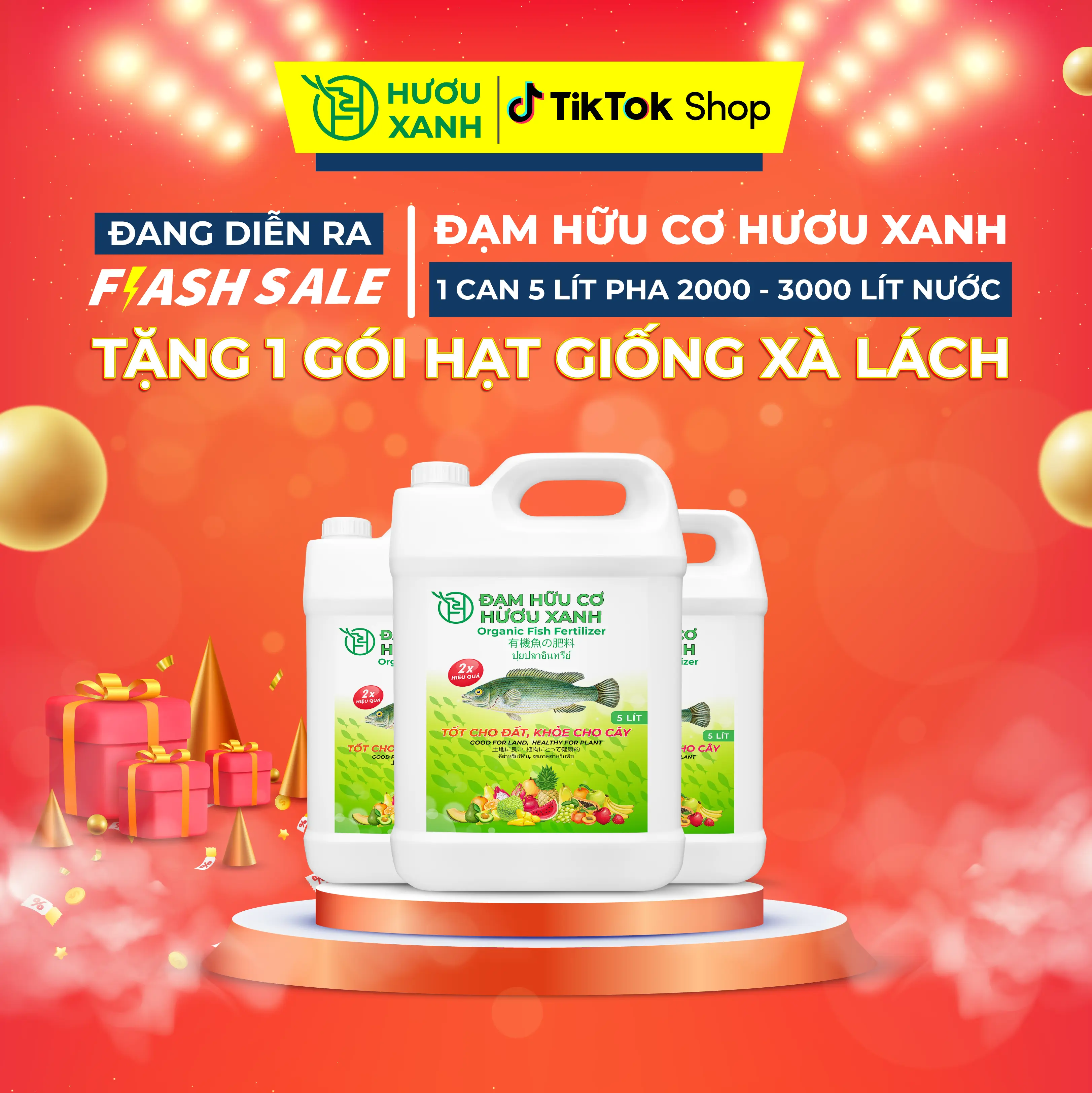 Đạm Hữu Cơ Hươu Xanh Giúp Cây Bật Mầm, Xanh Lá, Bung Cành, Đẻ Nhánh Mạnh, Nuôi Trái (Can 5 Lít)