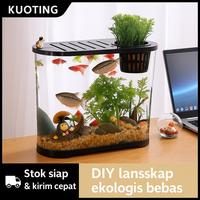 Gambar 【Gajian Sale】Akuarium Ikan Tangki Ikan Mini dengan bahan kaca super bening melengkung pet  house  cats pet  drying  box aquarium cupang sekat kolam koi natural besar - hitam dari PaPaPet.id Kab. Tangerang 3 Tokopedia