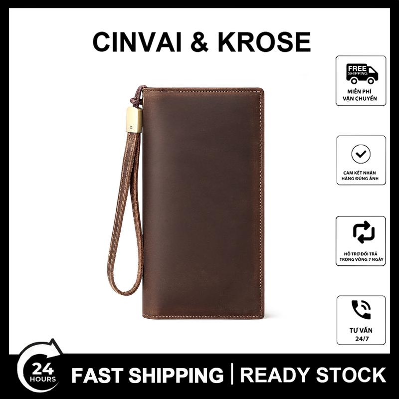 SHABILI Ví, ví nam,bóp da nam cao cấp,Ví Da Ngựa Điên Cho Nam, Retro, ví nam da bò thật,Thời Trang, Da Thật, Ví Dài, Dung Tích Lớn, Túi Đựng Tiền Xu Và Thẻ Điện Thoại Clutch Wallet Hình Chữ Nhật