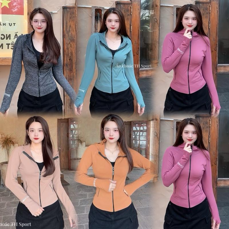 Áo Khoác Ôm Body Mẫu Mới TH056 Dệt Kim Có Nón và Túi Khóa Kéo - Áo khoác nữ tập gym yoga chống nắng chống tia UV TH SPORT