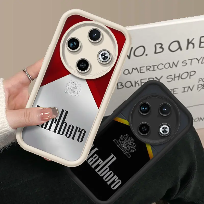 marlboro cigarette phone case For IPHONE 16 15 14 13 Pro Max Plus Phone Case Marlboro Silicone frame HD  shockproof glass back cover 1143