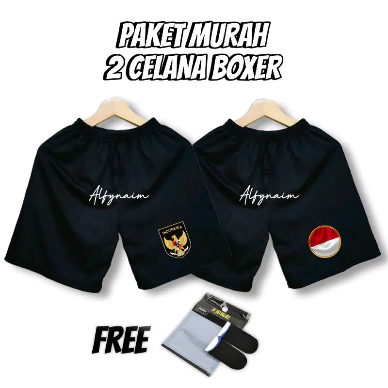 Paket Merdeka 30rb dapat 2 Celana Pendek Boxer ( Bonus Sarung Jempol ) Shorts 2