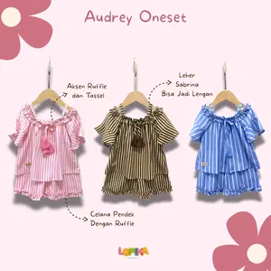 AUDREY - Oneset Celana Pendek Rayon Premium Anak Perempuan Balita Baby Newborn 0-7 tahun Premium Cantik - Lopika