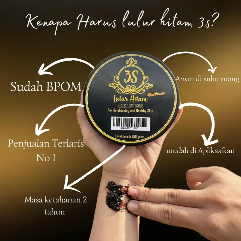 2 pot lulur hitam + 1 pcs sabun sakura 1