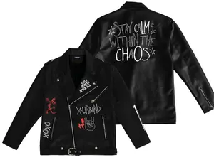 X Urband Absolute Jaket Kulit Motorcycle Ramones Stay Calm Sintetis Terbaru