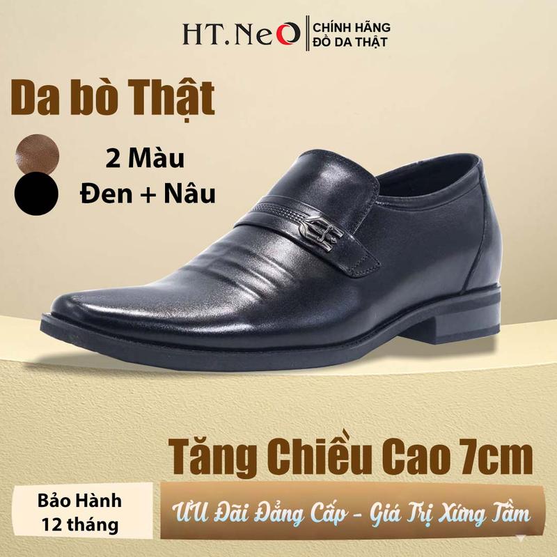 Giày da nam tăng chiều cao 7cm chính hãng HT.NeO ,Giày tây nam đẹp độn đế giấu ẩn bên trong  giày công sở da bò mũi nhọn quai vắt ngang giữ phom tôn dáng ĐĐ4027