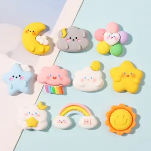 Resin Clay Rainbow Cloud Hiasan Sticker Botol Timbul 3D