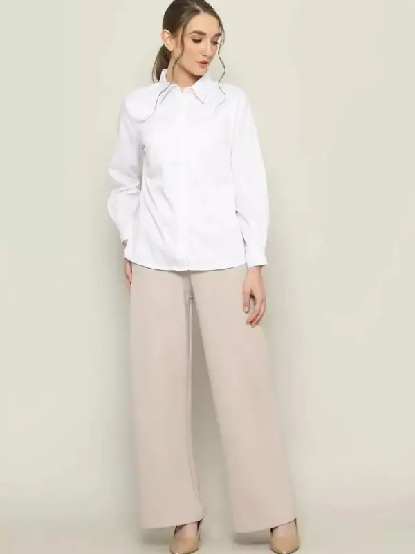 Justblack Kemeja Cewek Slimfit Lengan Panjang Polos Bahan Katun Toyobo Premium Terbaru 5