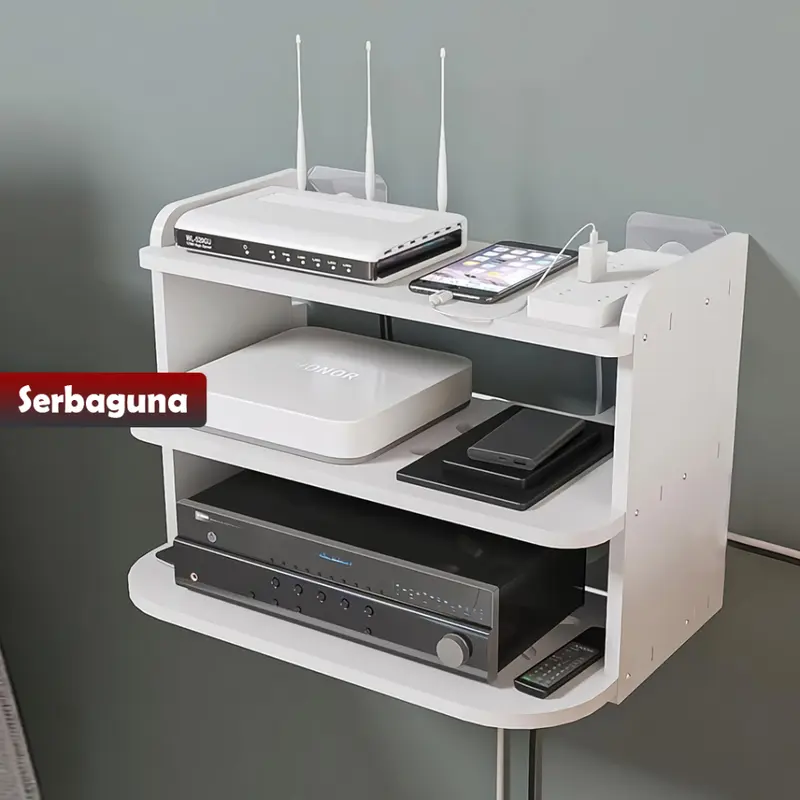 【DHWE】- Rak Gantung 3 Susun Modem, Wifi, Router, DVD maupun Set Top Box / Rak Dinding 3 Susun Serbaguna Multifungsi / Rak Ruang Tamu Ruang Keluarga Rak Modern Kamar Tidur 3