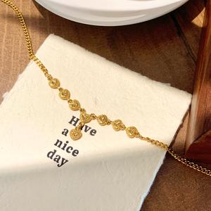Kalung, SUNQ, Barang Kemas Bersalut Emas, Untuk Wanita, 24K long chain heart necklace anti karat titanium