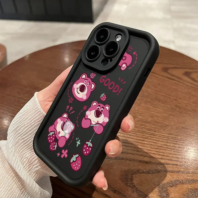 Casing Hp VIVO Y17 Y15 Y12 Y12i Y3 Y3s 2020 Case Menampilkan pola kartun beruang stroberi Silikon Cases anti drop Softcase Casing ponsel baru yang populer Kesing 4