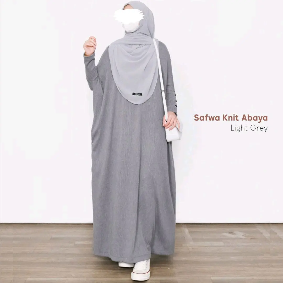 SAFWA ABAYA KNIT IMPORT / ABAYA BATWING SYAR'I GAMIS ABAYA RIB KNIT IMPORT JUMBO