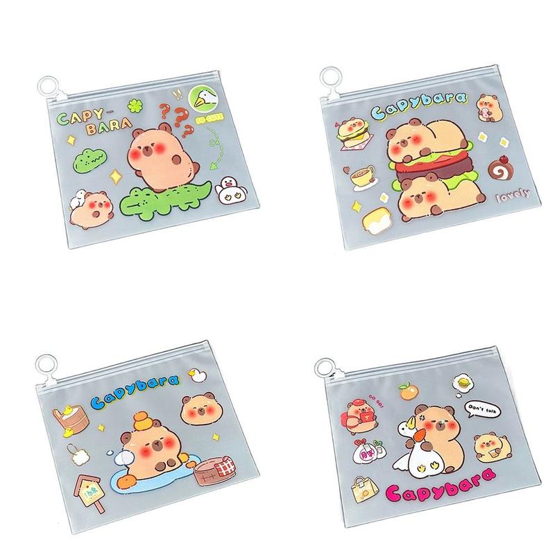Roblue New PVC Capybara File Bag Cute Cartoon Transparent Test Paper Storage Pouch Light Large Opening School Supplies Student 0