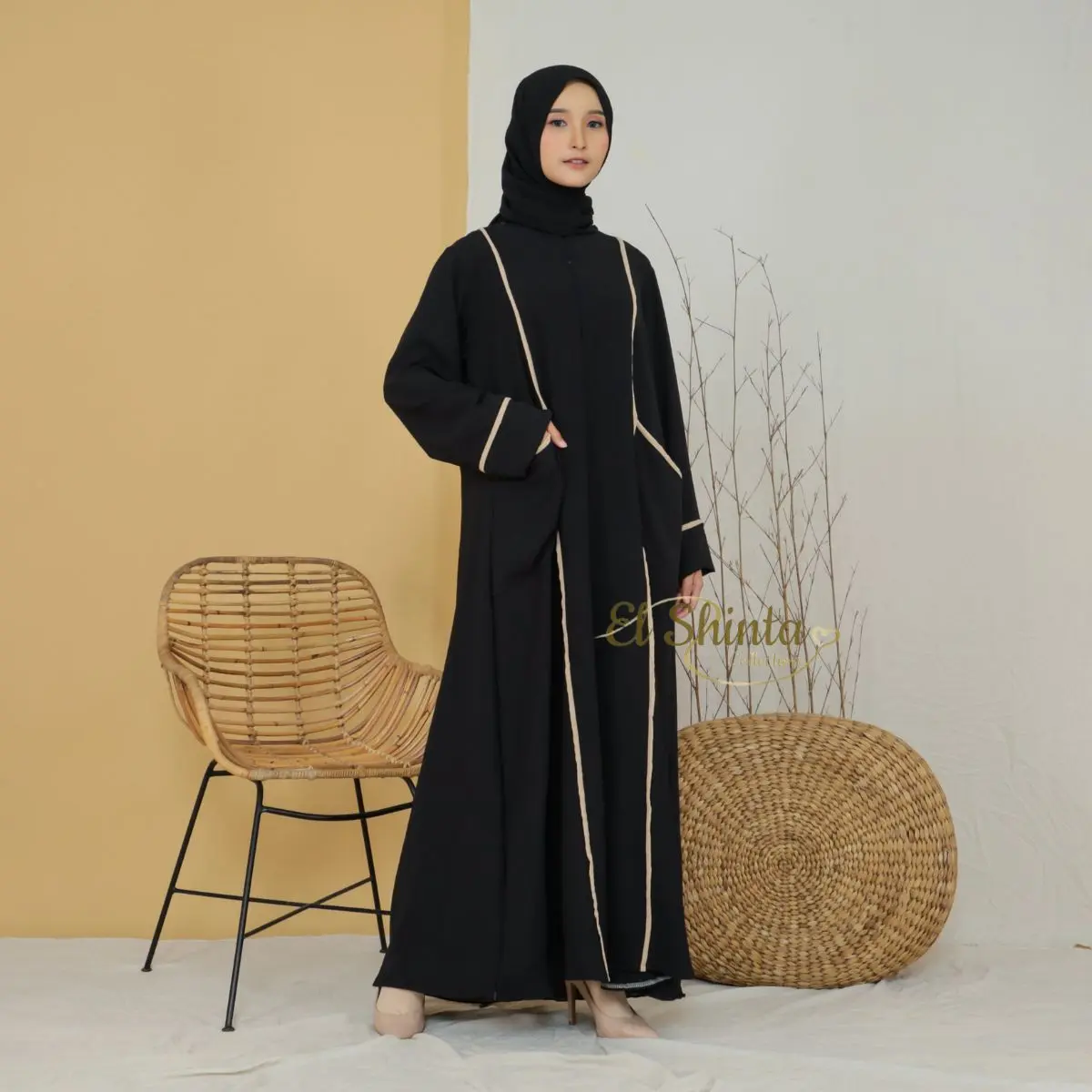 Gamis Abaya Crinkle Airflow Ataya List Ukuran M L XL XXL untuk Muslim Wanita