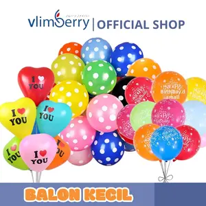 VLIMBERRY 100/500PCS Balon Karet Latex Polos Motif Doff Perpack Balon Mix Warna