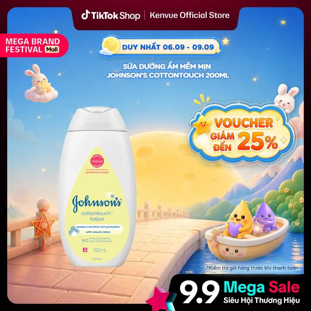 Sữa dưỡng ẩm mềm mịn Johnson's Baby Cotton Touch 200ml - Cho Bé