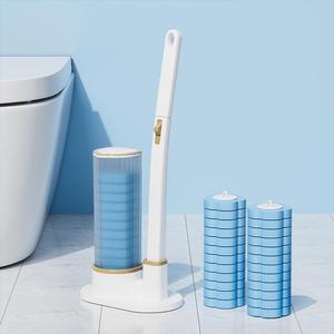 トイレブラシセット、使い捨て可能な交換用ブラシヘッド付きの1カウントロングハンドルトイレブラシを含む1セット、浴室用クリーニングツール、家庭用品