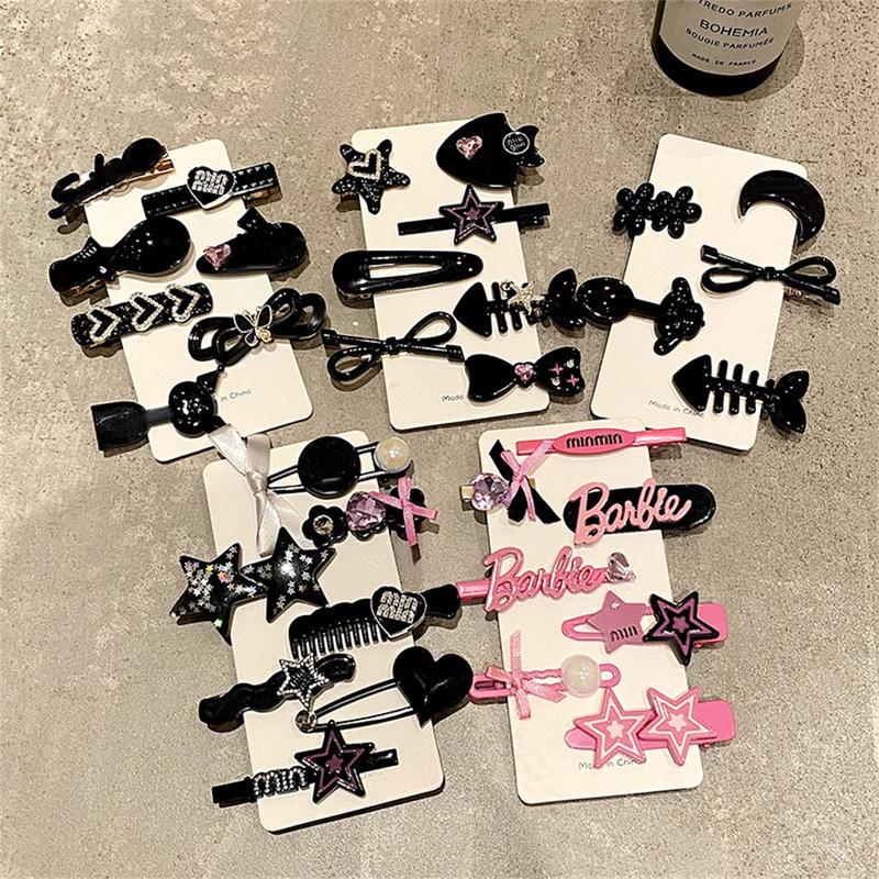 Bộ Kẹp Tóc, Phong Cách Cô Gái Y2K, Kẹp Tóc Nơ Ngôi Sao Chữ Barbie Ngọt Ngào, Thích Hợp Cho Tóc Mái Và Bên, Tuyệt Vời Làm Quà Tặng Women Voi