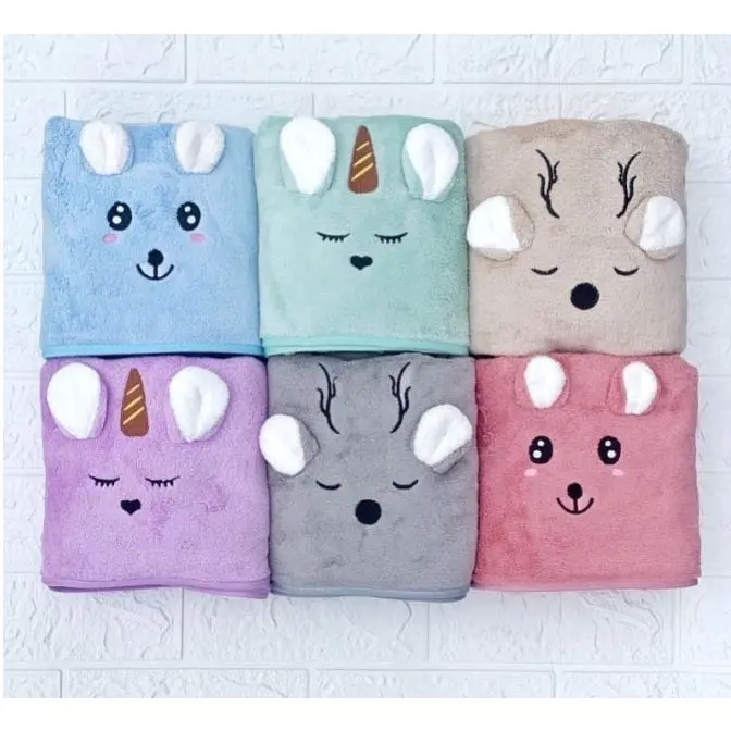 Jual Promo !!!  Handuk Bayi OISHEN Lembut Microfiber / Handuk Anak Premium Berkarakter 50x100cm 1