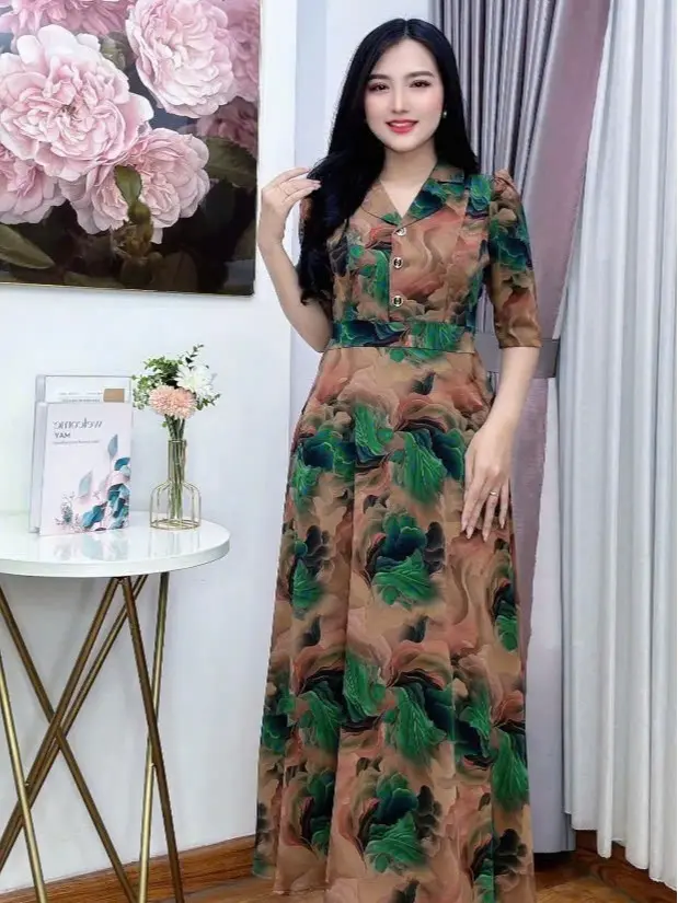 MÃ 883 : ĐẦM CỔ VEST DÁNG DÀI CC Nữ Women