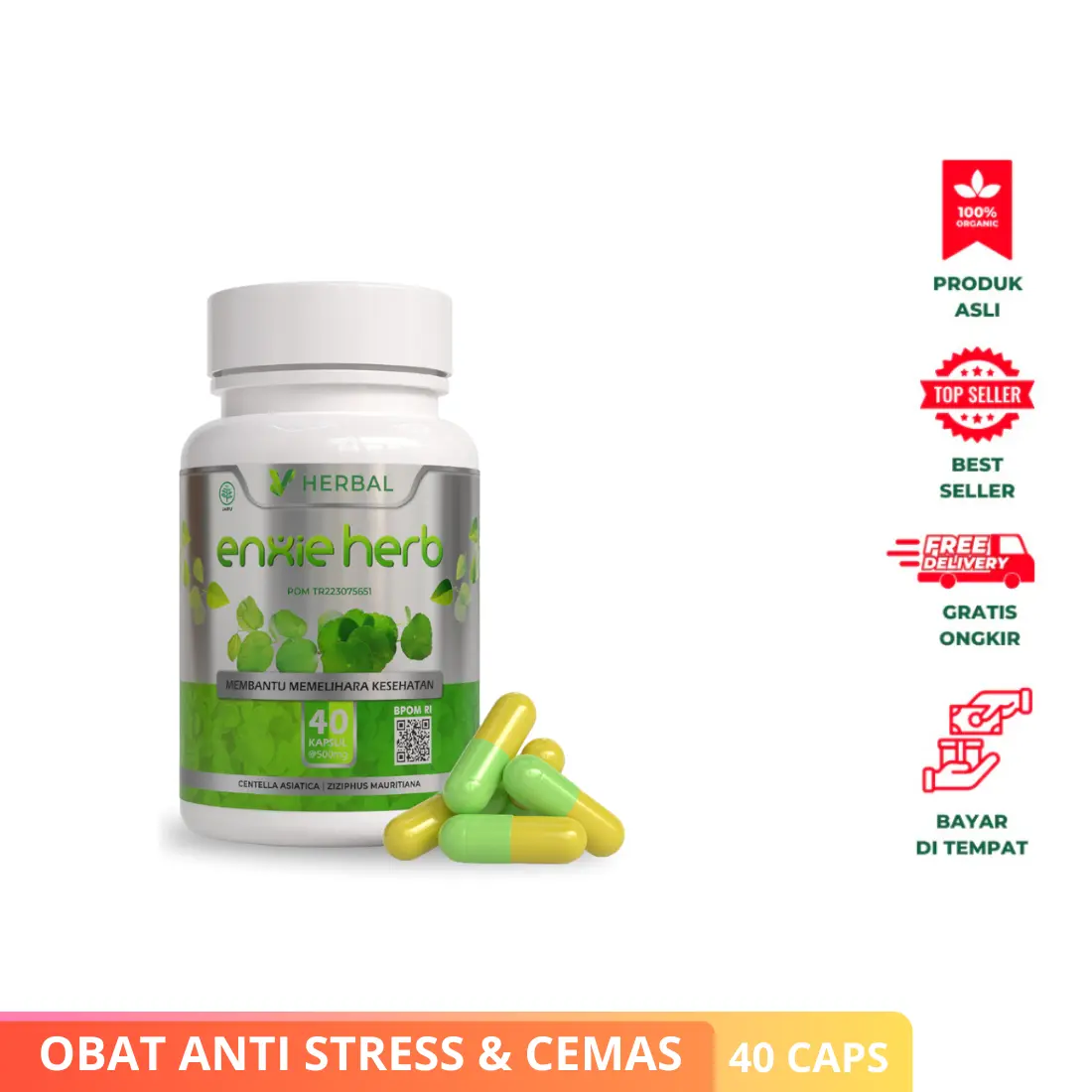 ENXIEHERB Obat Anti Stress dan Depresi Atasi Rasa Cemas Gelisah Susah Tidur Original 100% Herbal Alami Aman BPOM