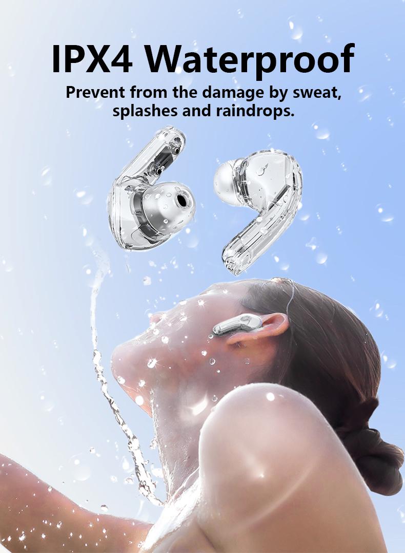 Product Introduction of Bluetooth 5.3 Wireless Earbuds, Stylish Transparent Design with Noise Cancellation, Works with All Smartphones Audio Earphone Mic Headset Speaker 8