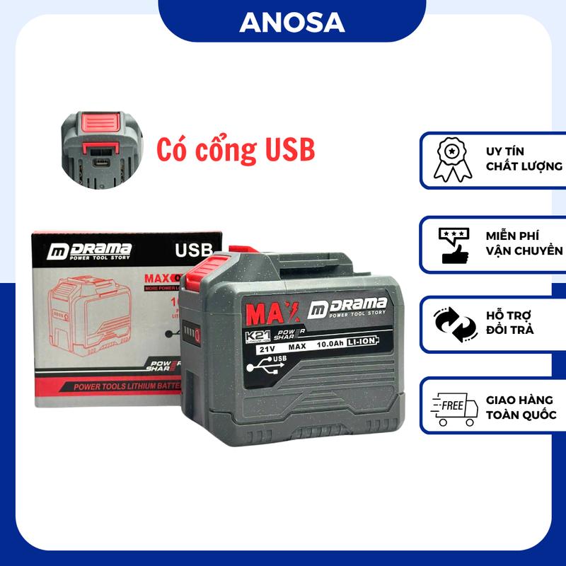 Phụ Kiện 20 Cell Drama 10Ah Mạch 4 Mosfet Có Cổng Cắm USB - Chân Pin Phổ Thông Có Đèn Led Báo Pin Dùng Cho Máy Mài Máy Khoan Siết Bulong ...