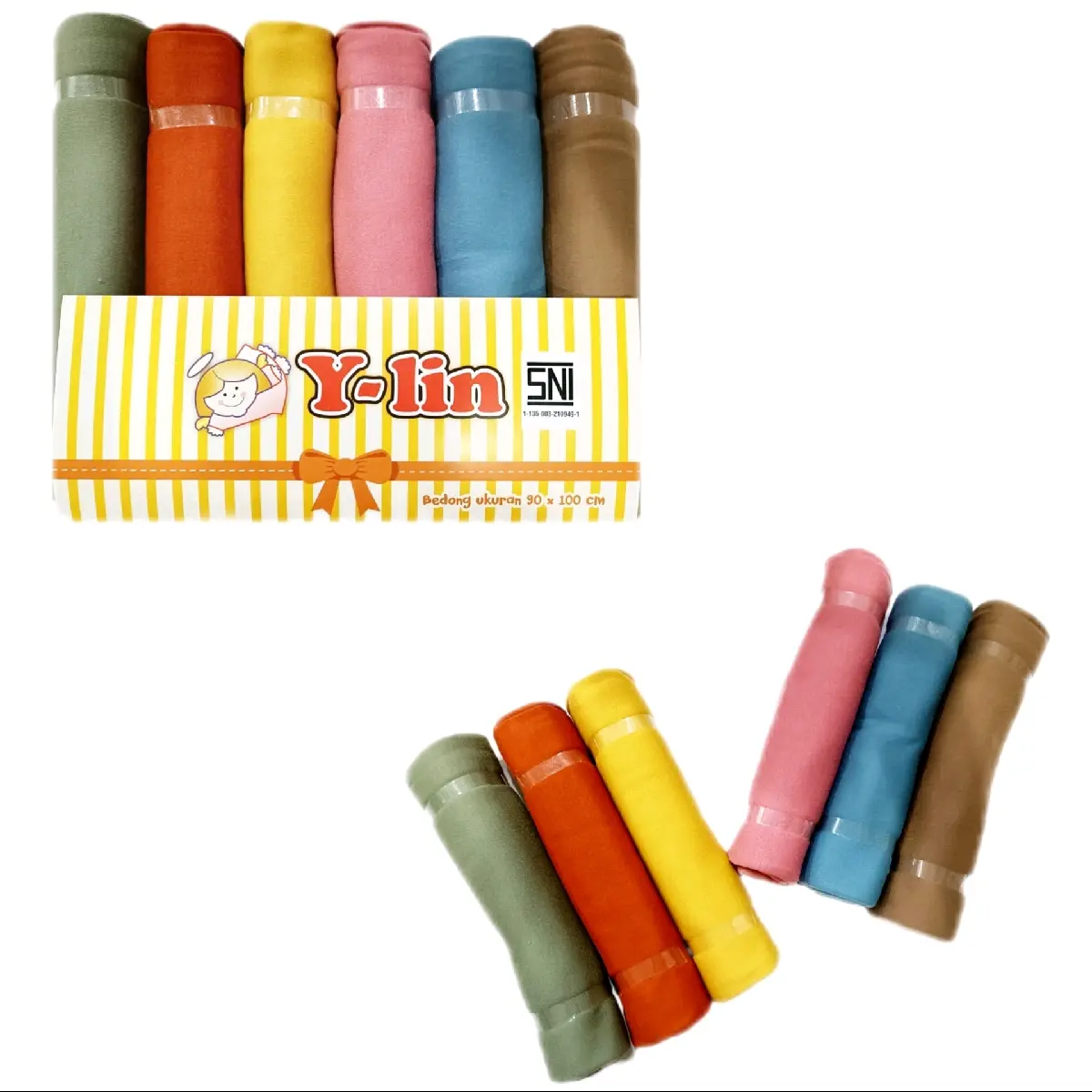 Selimut/Bedong Y-LIN Bayi 6pcs ukuran 90x100cm warna dusty polos