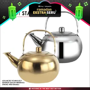 Teko Stainless Bulat 1.2L 1.6L 2.2 Liter Tea Pot Air Panas Teh Kapasitas Besar Banyak