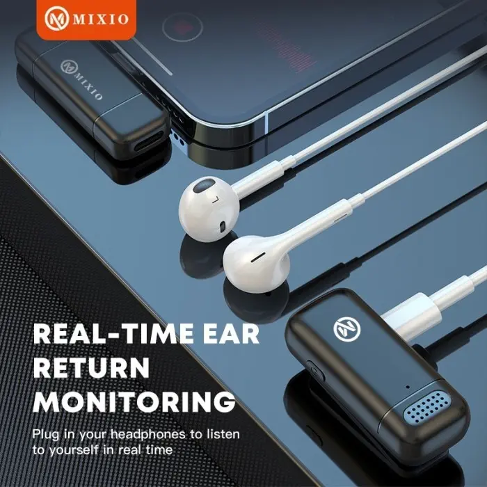 MIXIO W11 Mic Wireless Lavalier Microphone with Case Charger 4