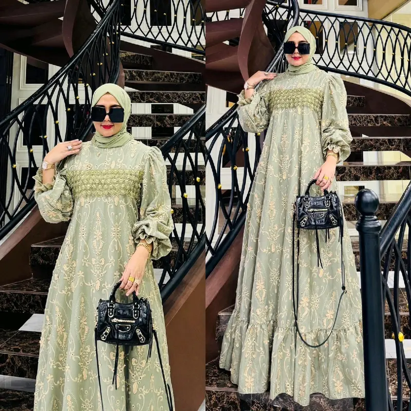 REALPICT COD MALIKA DRES SET PASHMINA Gamis Lebaran Pesta 4