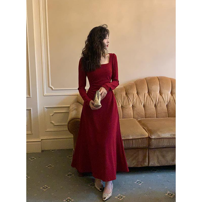 1312 red dress plus size korean style muslimah women long dress dinner  elegant casual party sexy dress for woman - TikTok Shop Malaysia
