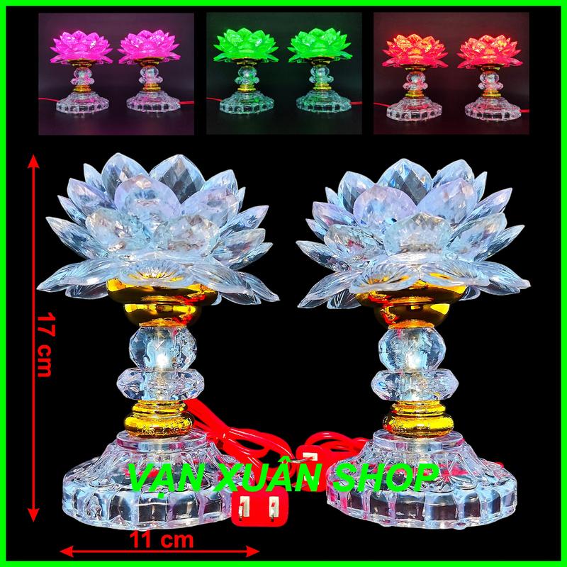 Giá 1 cặp Đèn thờ sen cao cấp đổi màu 17CM- Đèn sen trên bàn thờ - đèn thờ gia tiên thờ phật dâng chùa - ĐÈN THỜ Đồ trang trí