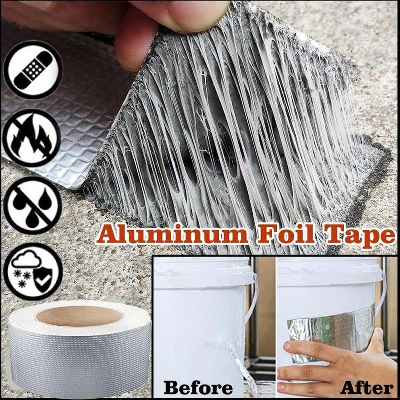 Product Introduction of 1roll Butyl Aluminum Foil Tape Self-adhesive Rubber Roof Crack Repair Tape Waterproof Sealing Sticker 25