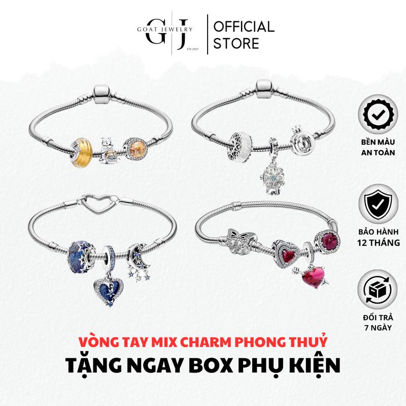 Vòng Tay Mix Bộ Sưu Tập 3 Charm Bạc S925 Chủ Đề Đang Dạng Về Phong Thuỷ Và Các Mệnh - Tặng Bộ Hộp Đựng Sang Trọng